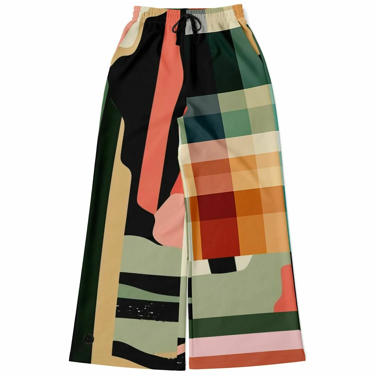 Sweet Clementine Abstract Plaid Stripe Eco-Poly Wide Leg Pants