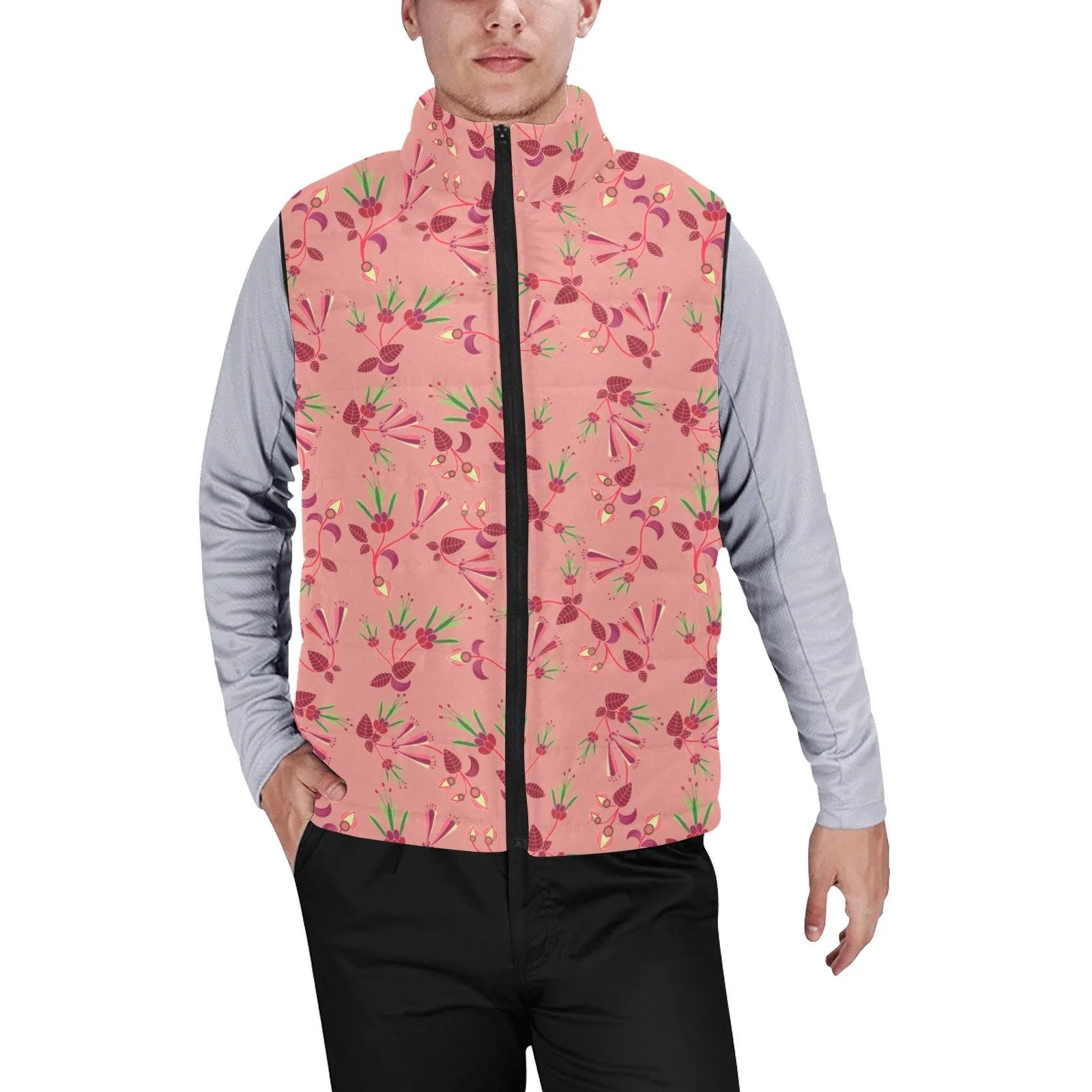 Swift Floral Peach Rouge Remix Men's Padded Vest Jacket