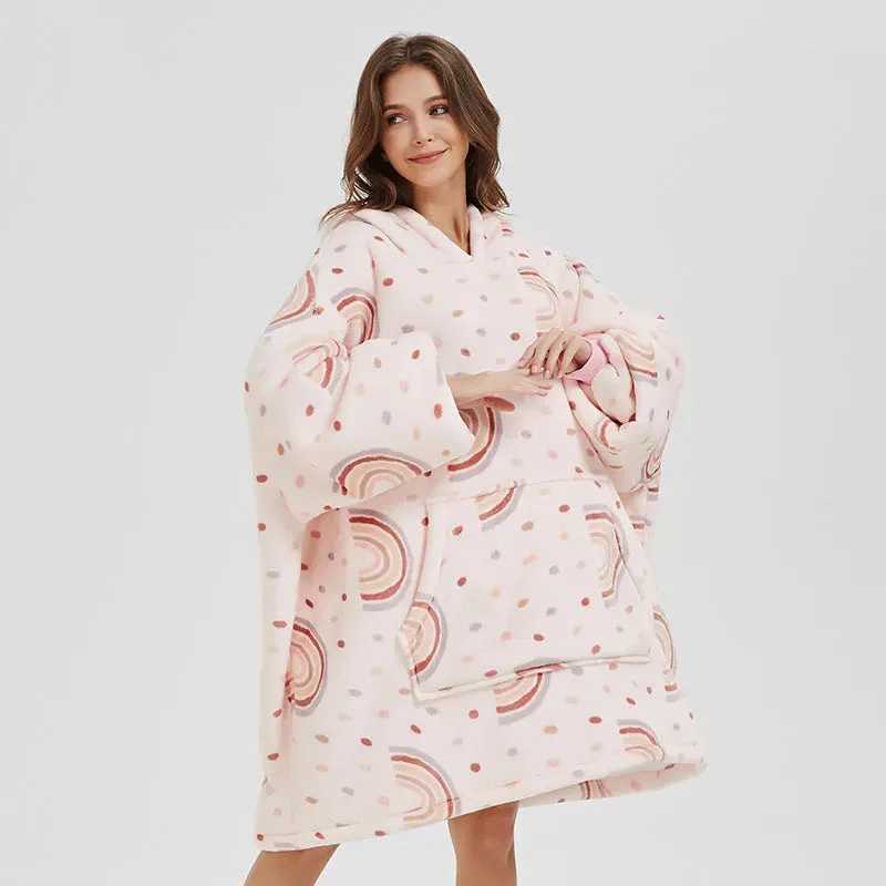 Thick Plush Fleece Oversized Hoodie dress Sleepwear Pajamas Homewear