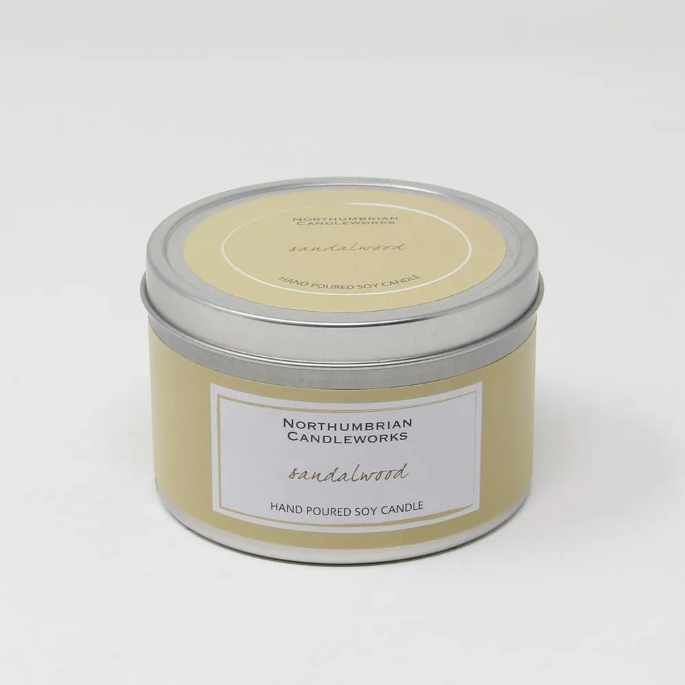 Vegan  Soy Wax Candle Tin Sandalwood