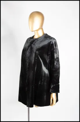 Vintage 1920s Heavy Black Velvet Coat