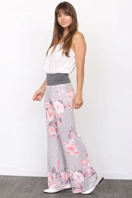 Vintage Floral Wide Leg Pants