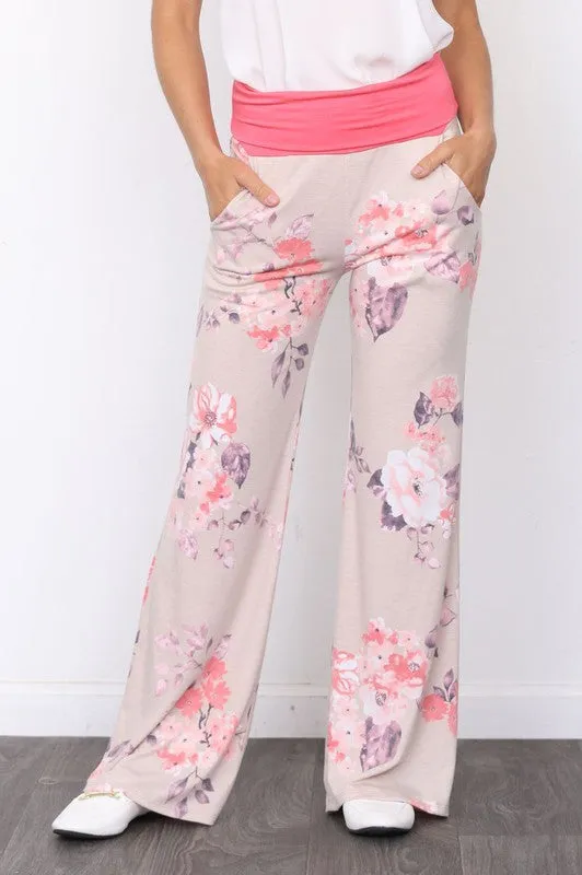 Vintage Floral Wide Leg Pants