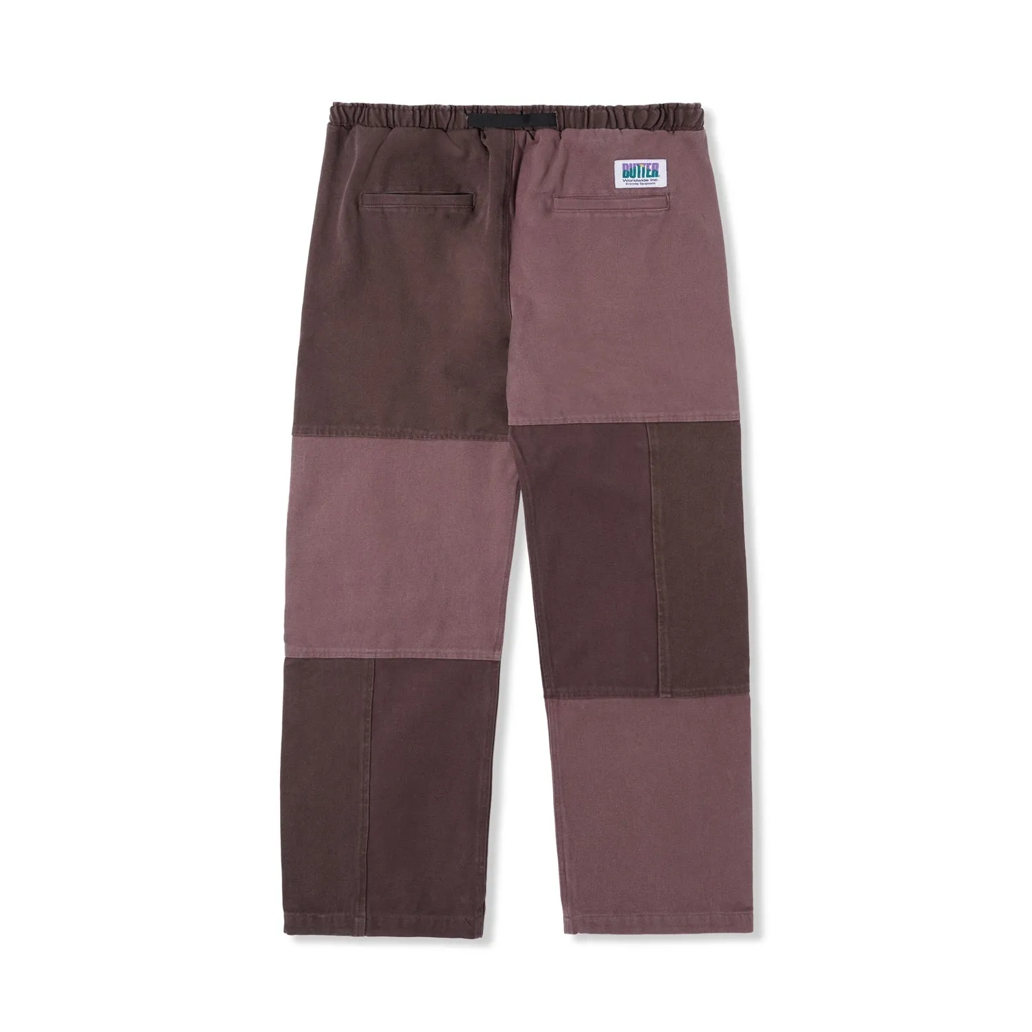 Washed Canvas Patchwork Pants, Washed Burgundy