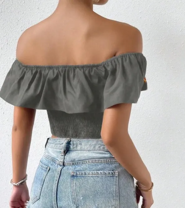 Women Floral Off the Shoulder Crop Top