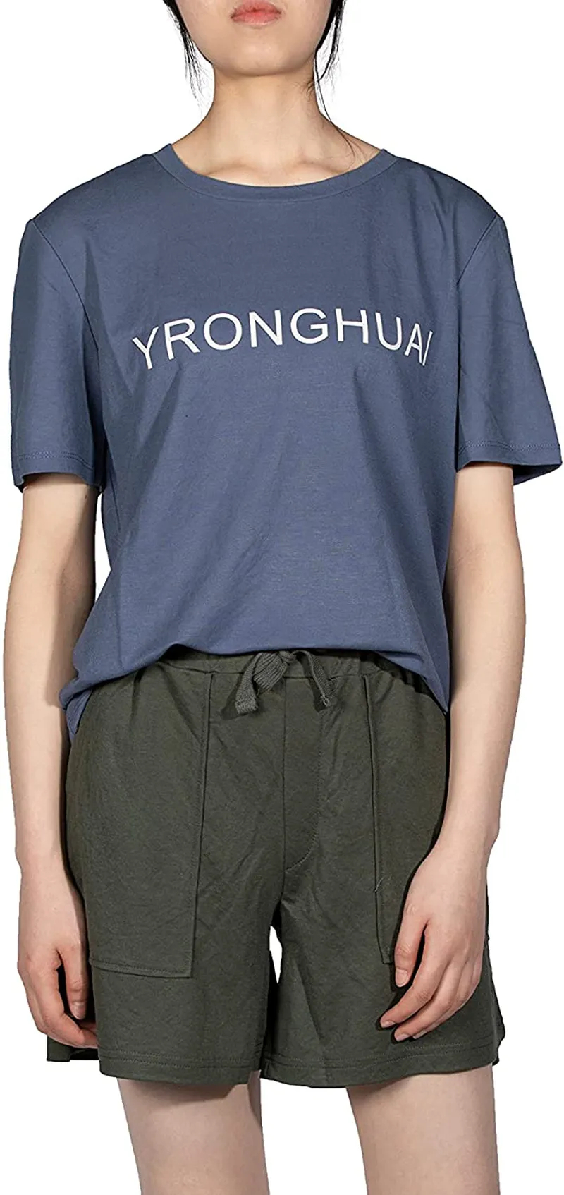 YRONGHUAI Womens T Shirts Short Sleeve Crewneck Loose Casual Shirt, Round Neck Summer Tee Tops Loose Fit Tshirts for Women.