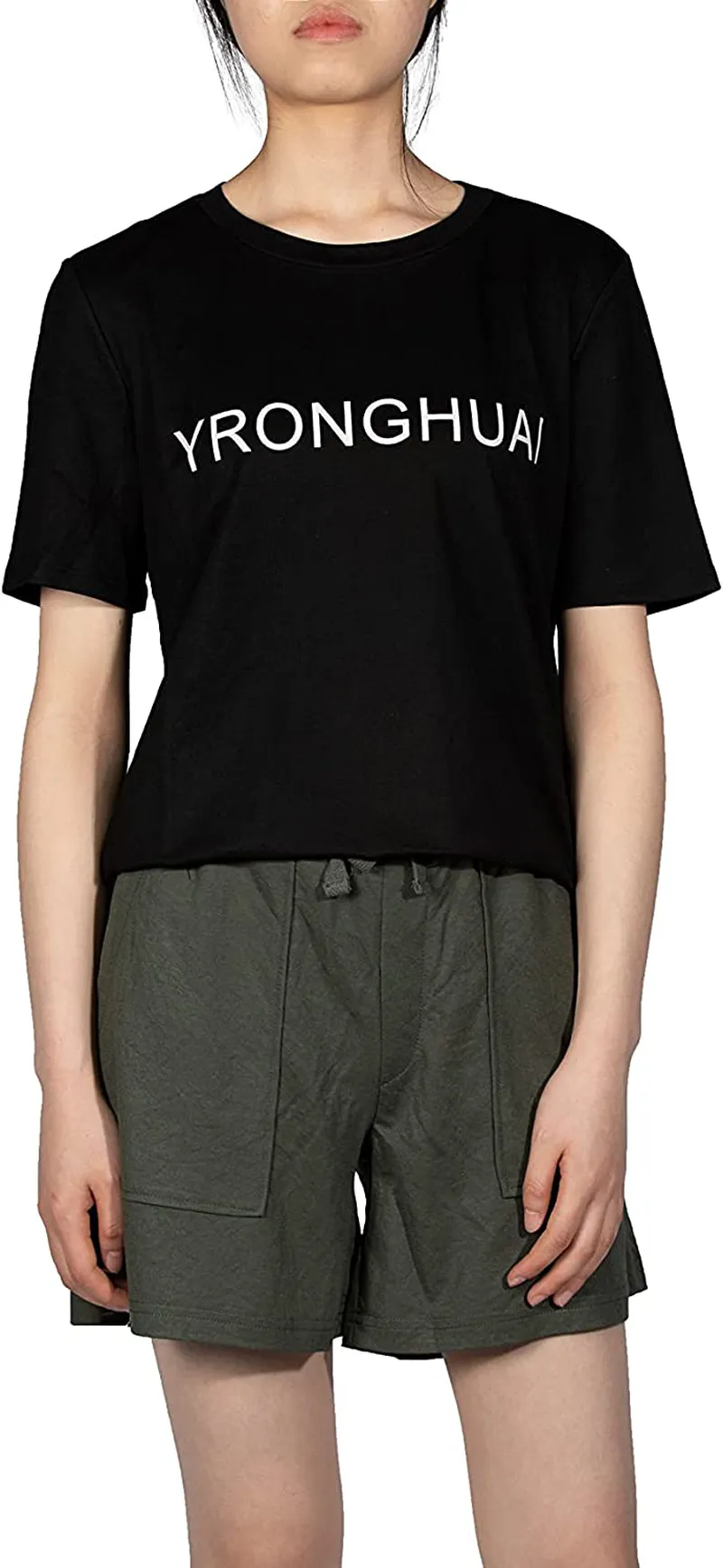 YRONGHUAI Womens T Shirts Short Sleeve Crewneck Loose Casual Shirt, Round Neck Summer Tee Tops Loose Fit Tshirts for Women.